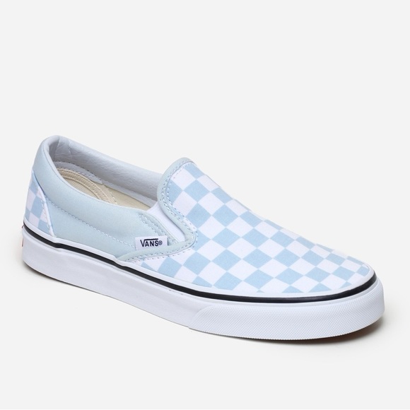 Size 6 Vans women’s classic slip on checkerboard baby blue - Picture 1 of 6